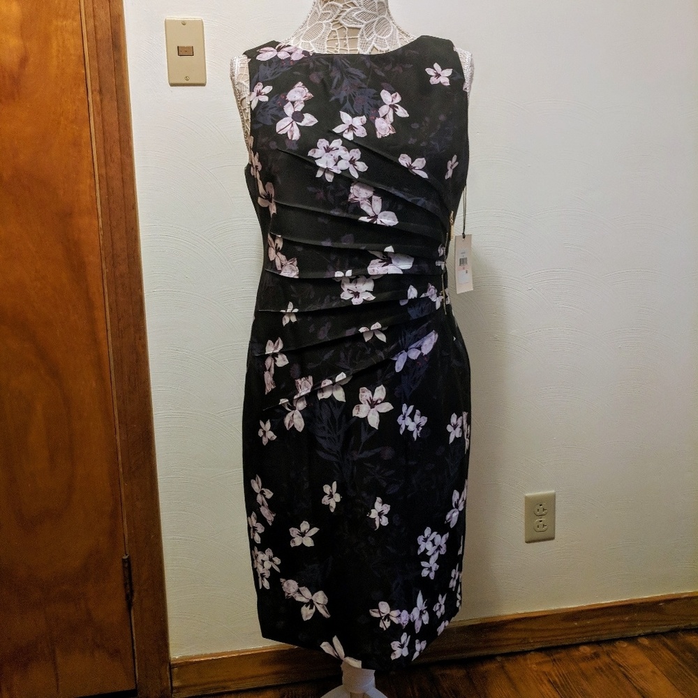 Ivanka Trump Purple Floral Sleeveless Dress